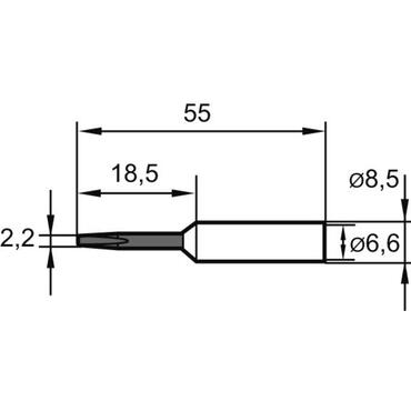 Spare solder tip, chisel shaped, extended 2.2 mm tip type 9150